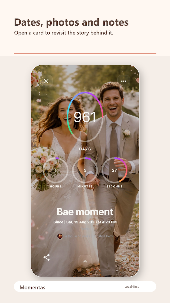 Momentas يعرض بطاقة ذكرى زفاف